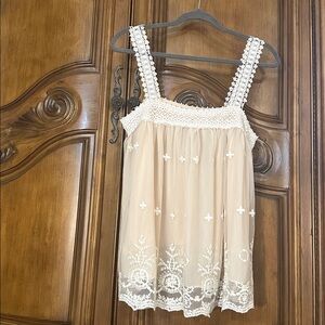 Vici Cream Lace Overlay Embroidered Babydoll Camisole Intricate Crochet Straps S